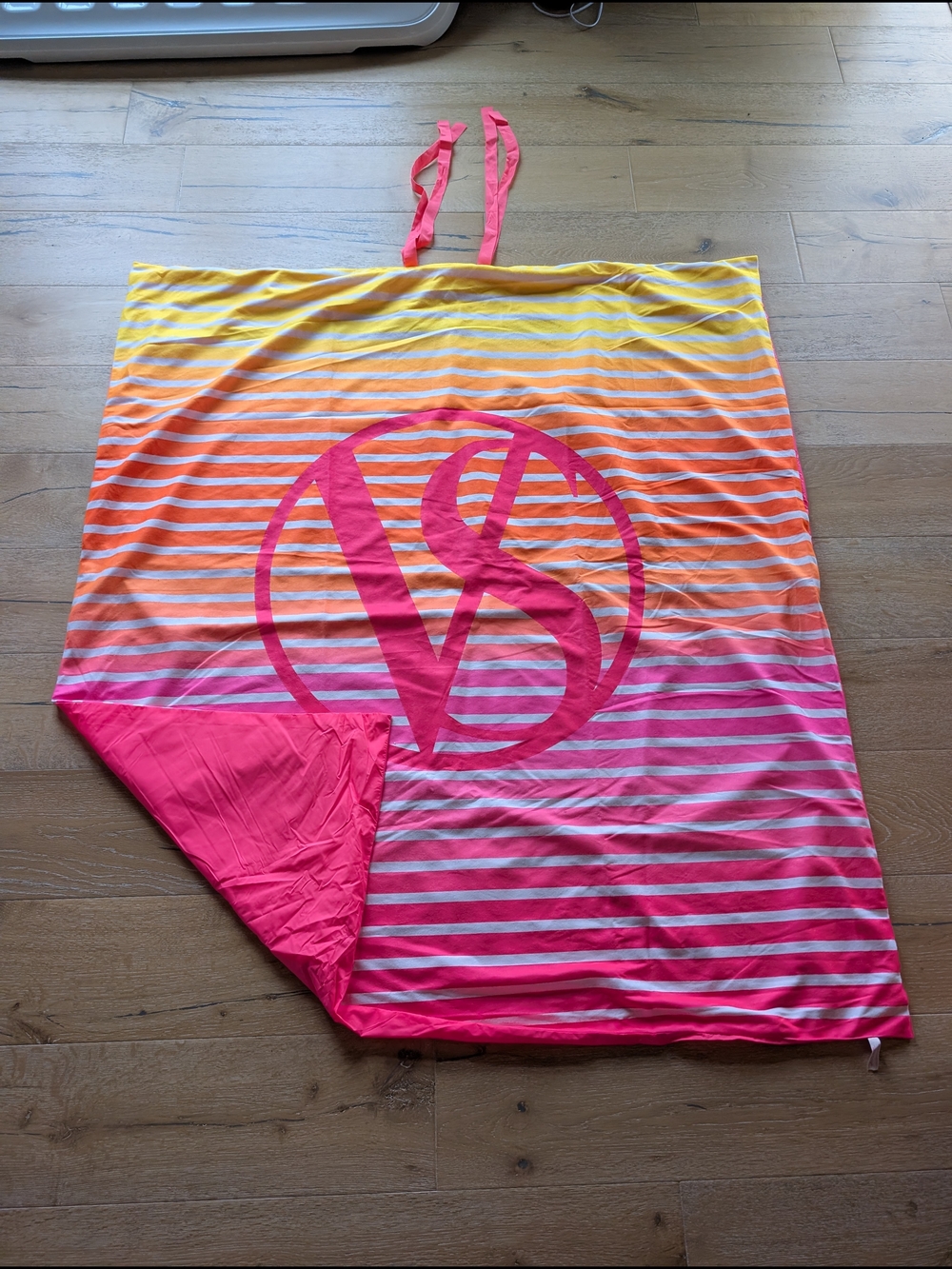PINK Victoria's Secret Ombre Stripe Beach Blanket - Pink/Orange/Yellow
